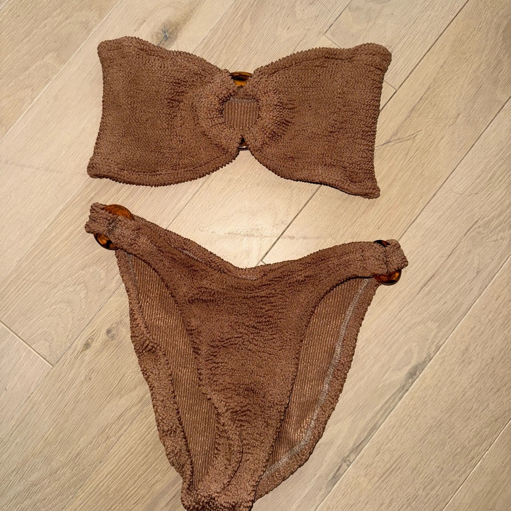 Hunza G Brown Textured Bikini Set